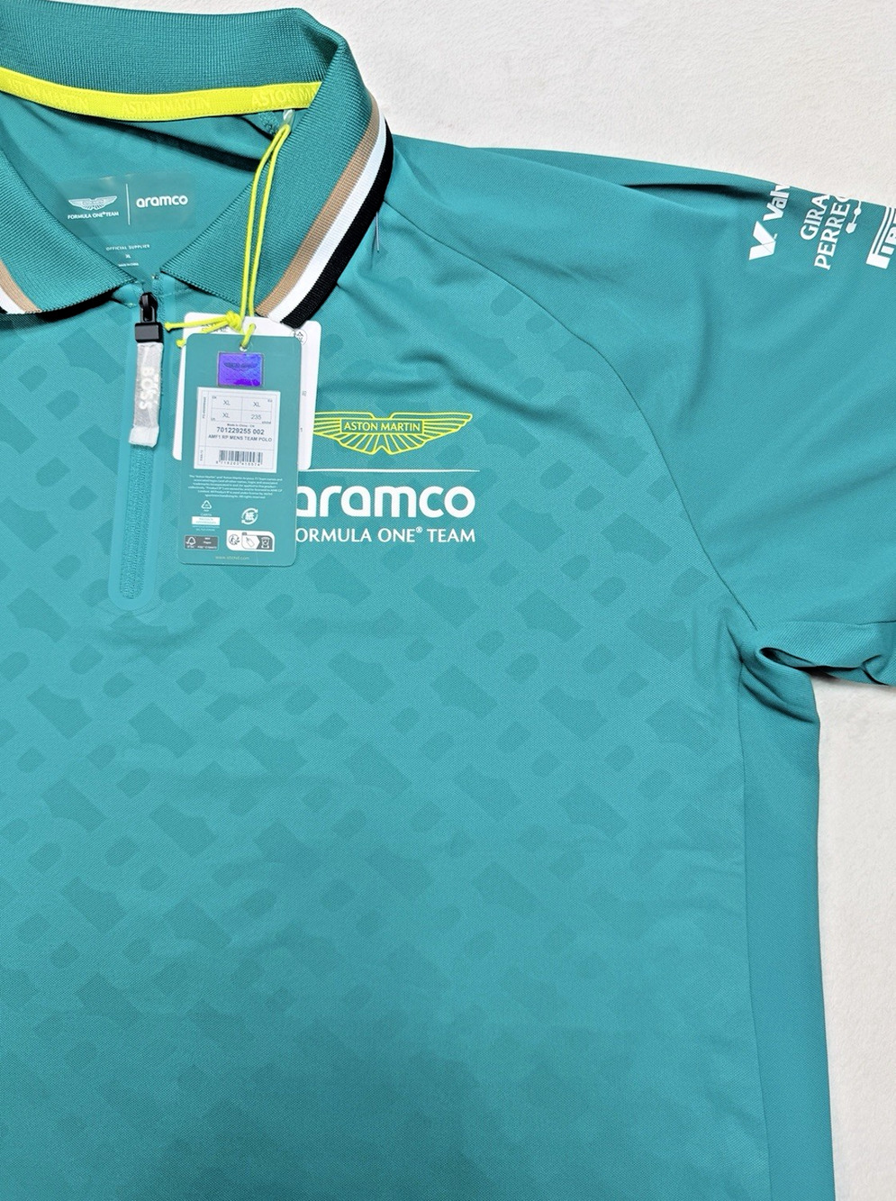 Aston Martin F1 Team Polo Shirt Mens XL Hugo Boss Aramco Cognizant Green NWT